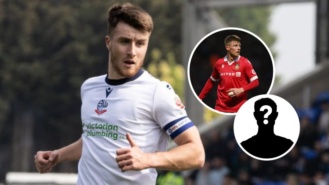 Bolton Wanderers star George Thomason. Inset, Wrexham's Andy Cannon and mystery player graphic.