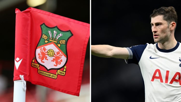 A detailed view of a Wrexham corner flag is seen during the Vanarama National League match between Wrexham and Aldershot Town. Tottenham Hotspur de...