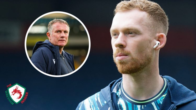Swansea City player Lewis O'Brien before a match. Inset a picture of Wrexham manager Phil Parkinson.