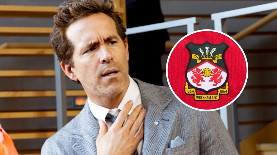 Ryan Reynolds is seen arriving to 'Another Simple Favor' screening. The official club badge of Wrexham AFC on a home shirt.