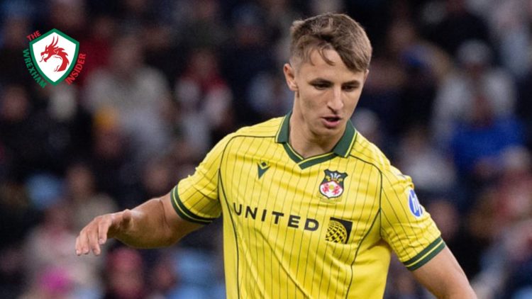 Wrexham star Max Cleworth. The Wrexham Insider logo overlaid.