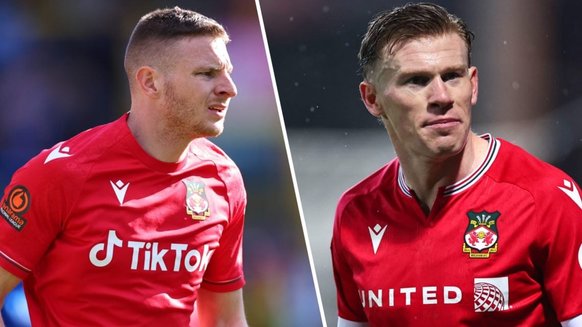 Split image of Wrexham stars Paul Mullin (L) and James McClean (R)