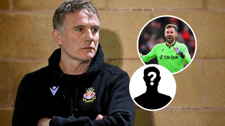 Wrexham manager Phil Parkinson. Inset, Ben Foster during his time at Wrexham and a mystery player graphic.