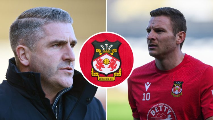 Ryan Lowe looks on during the Sky Bet League One match between Plymouth Argyle and Wigan Athletic. Paul Mullin of Wrexham during the Sky Bet League...