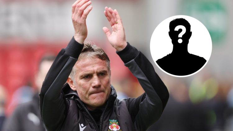 Wrexham boss Phil Parkinson applauds fans against Stockport County. Inset, a mystery player icon