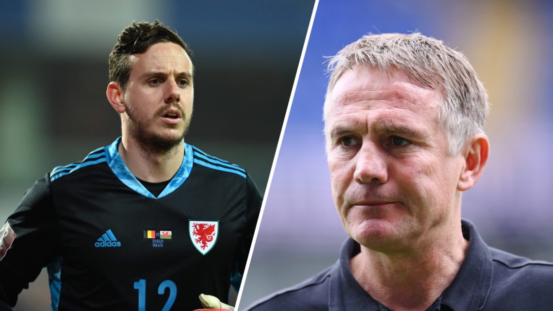 A split image of Wales goalkeeper Danny Ward (L) and Wrexham boss Phil Parkinson (R)