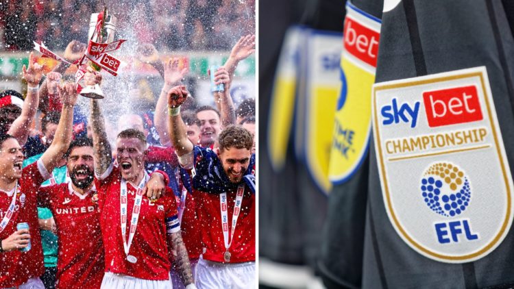 James McClean of Wrexham celebrates winning promotion to the Championship with team mates during the Sky Bet League One match between Wrexham AFC a...