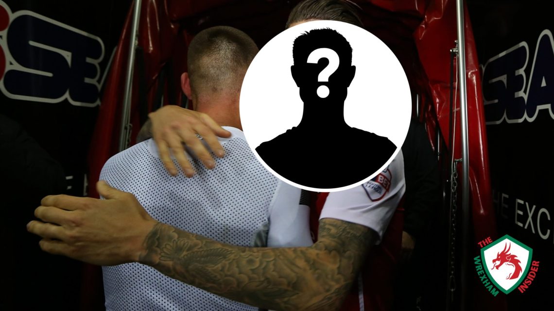 Rotherham United striker Matt Derbyshire celebrates a win in the players' tunnel. Inset a picture of a mystery player.