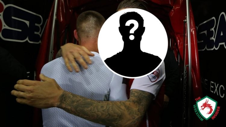 Rotherham United striker Matt Derbyshire celebrates a win in the players' tunnel. Inset a picture of a mystery player.