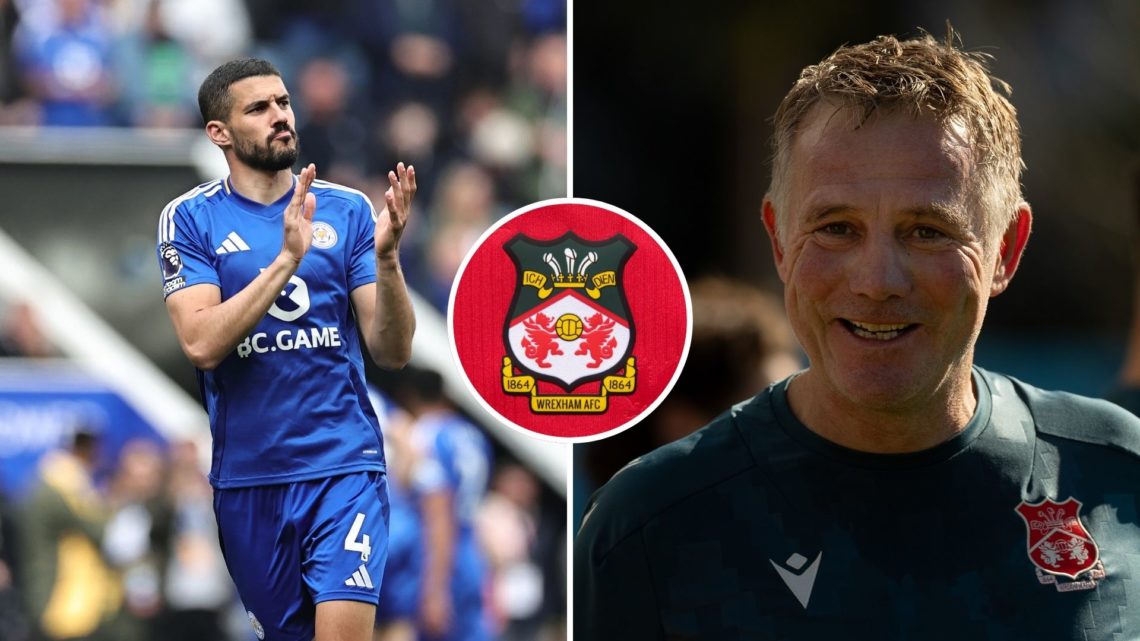 Split Image of Conor Coady of Leicester City applauds the fans during the Premier League match between Leicester City FC and Southampton, Head Coac...