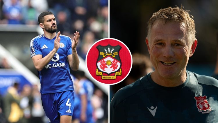 Split Image of Conor Coady of Leicester City applauds the fans during the Premier League match between Leicester City FC and Southampton, Head Coac...