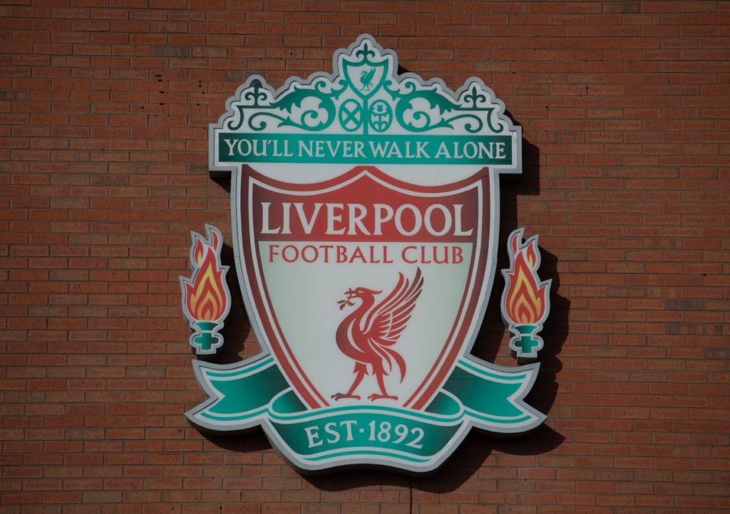 Liverpool crest at Anfield prior to Liverpool FC v Fulham FC - Premier League