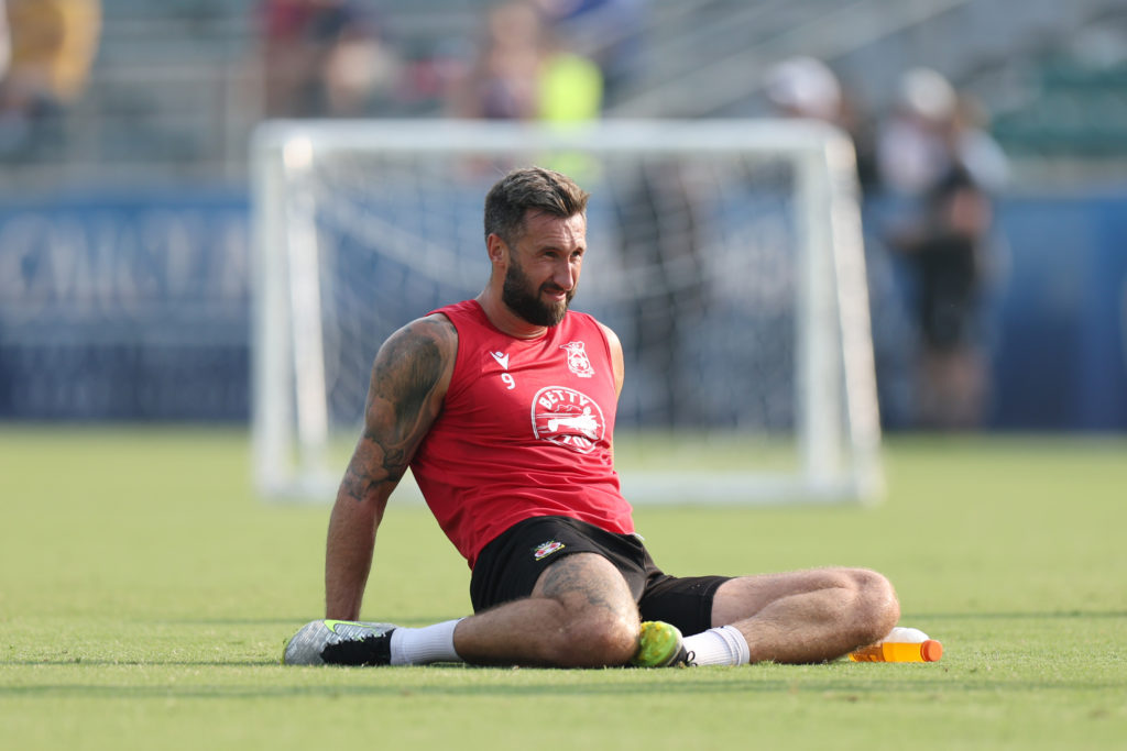 Ollie Palmer of Wrexham during a pre-season training session