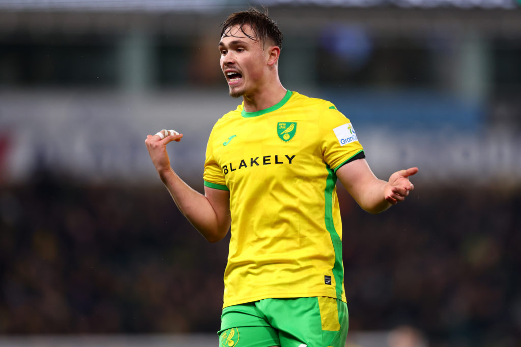 Callum Doyle in action during Norwich City FC v Preston North End FC in the Sky Bet Championship clash.