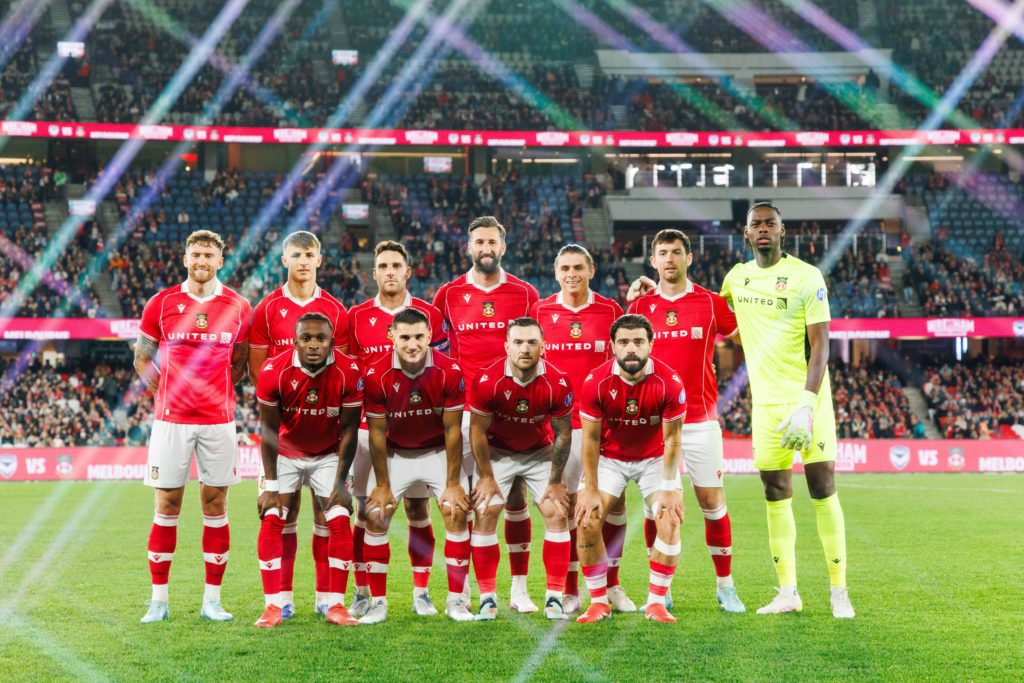 The Wrexham AFC Team pose for a team photo prior to kick-off