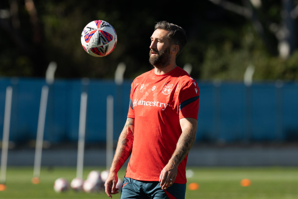 Ollie Palmer during a Wrexham AFC Training Session