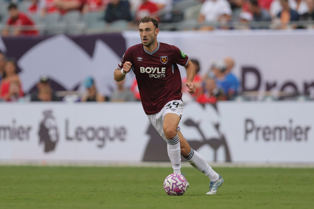 Andy Irving in action for West Ham United against Everton.
