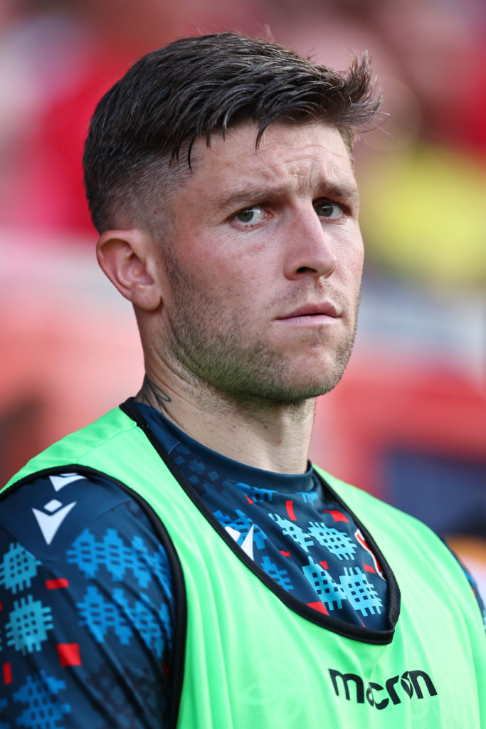 Josh Windass watches on during Wrexham v Hull City in the Carabao Cup First Round clash.