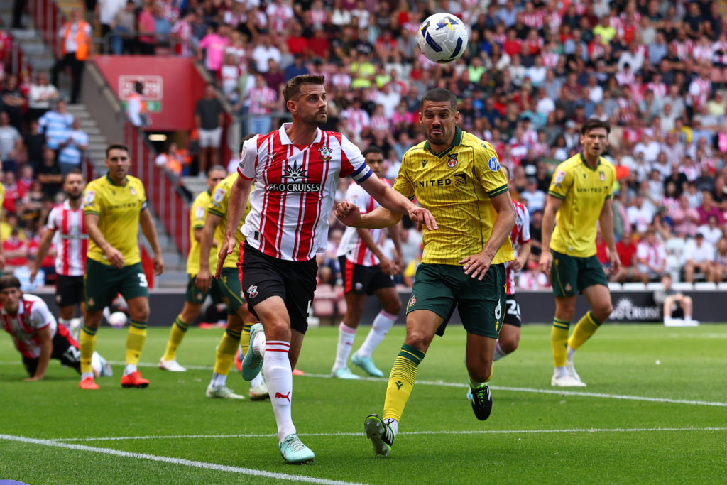 Jack Stephens(L) of Southampton during the Sky Bet Championship match between Southampton and Wrexham AFC