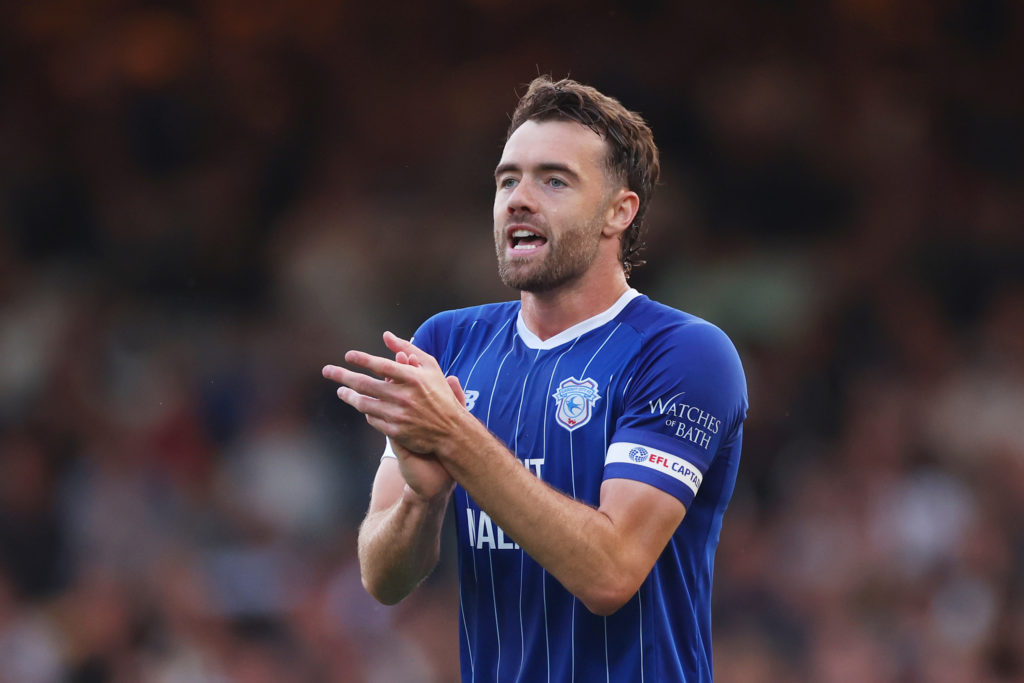 Calum Chambers in action during Port Vale v Cardiff City in the Sky Bet League One clash.