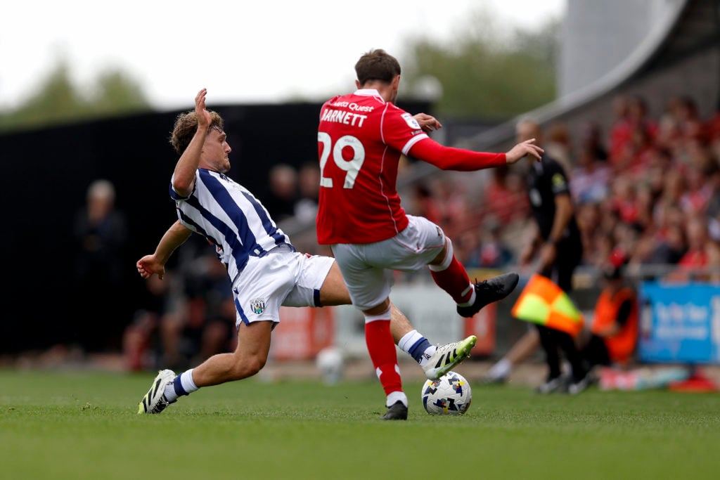 Ryan Barnett in action during Wrexham AFC v West Bromwich Albion in the Sky Bet Championship clash.