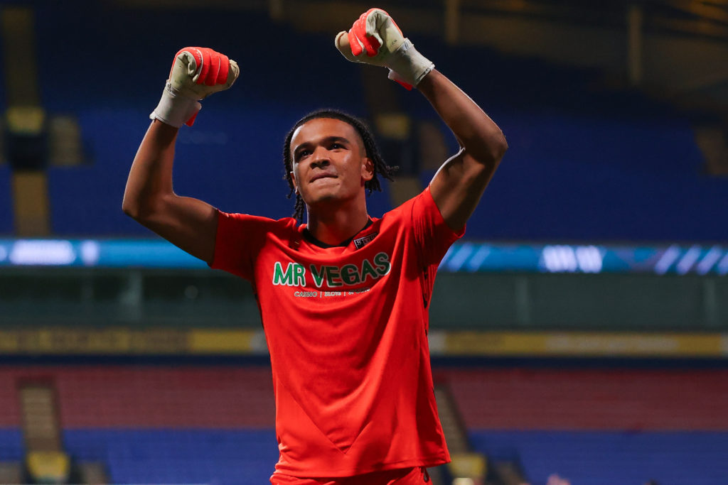Sheffield Wednesday goalkeeper Pierce Charles celebrates against Bolton Wanderers.