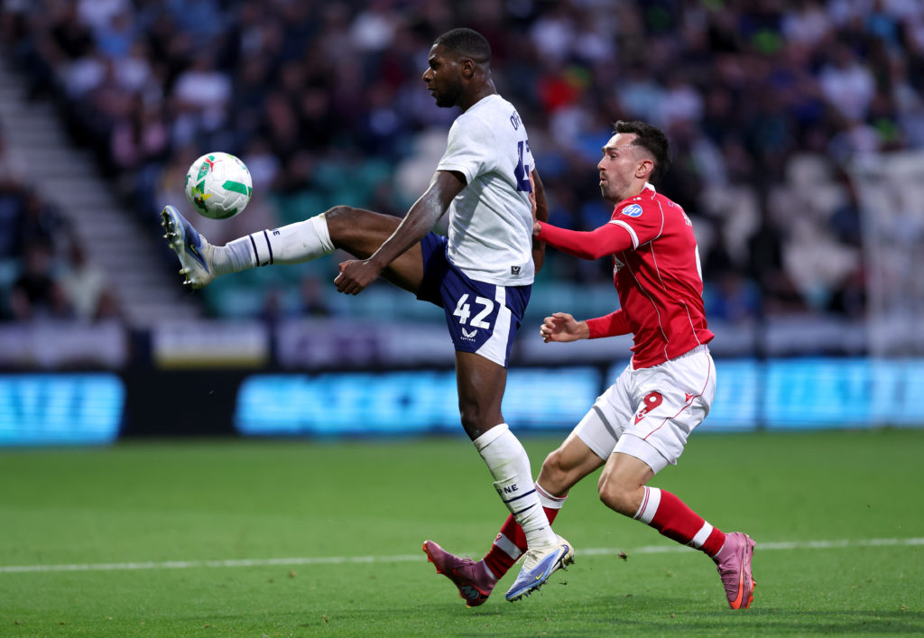 Ryan Hardie in action during Preston North End v Wrexham in the Carabao Cup Second Round clash.