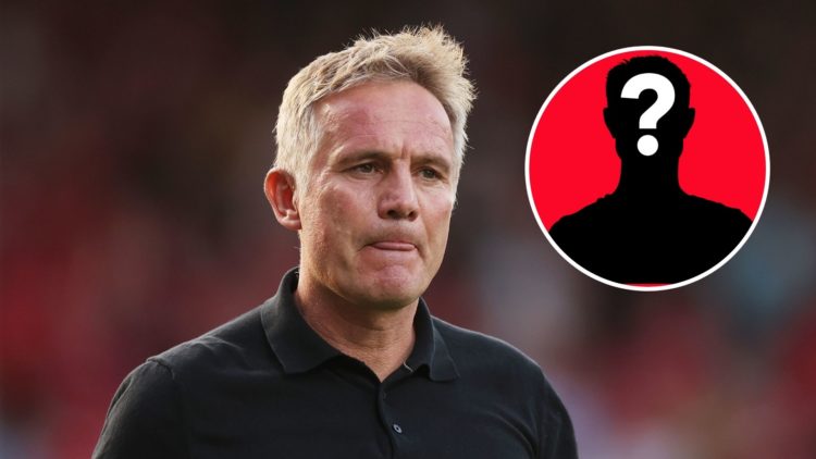 Image of Phil Parkinson, Manager of Wrexham, looks on prior to the Carabao Cup first round match between Wrexham and Hull City, inset of a mystery ...