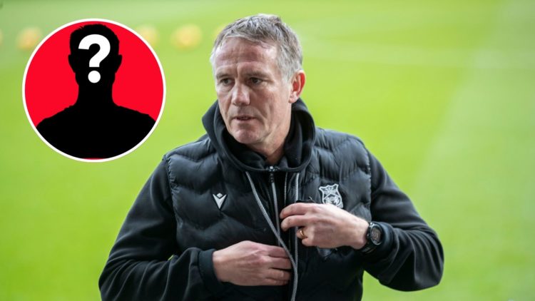 Image of Wrexham A.F.C. manager Phil Parkinson is present during the Sky Bet League 1 match between Stockport County and Wrexham, inset of a myster...