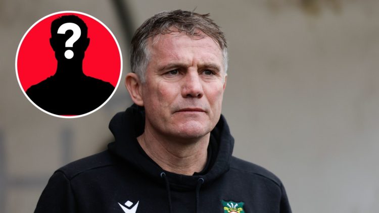 Image of Phil Parkinson the head coach / manager of Wrexham during the Emirates FA Cup Third Round match between Shrewsbury Town and Wrexham, inset...