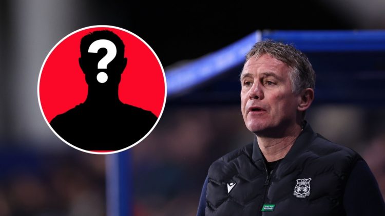 Image of Phil Parkinson manager / head coach of Wrexham during the Sky Bet League One match between Huddersfield Town AFC and Wrexham, inset of a m...