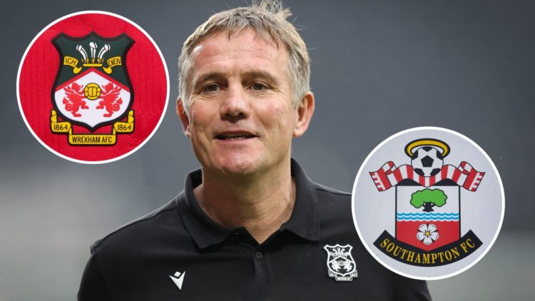 Image of Phil Parkinson the head coach / manager of Wrexham during the Sky Bet League One match between Wrexham AFC and Shrewsbury Town, insets of ...
