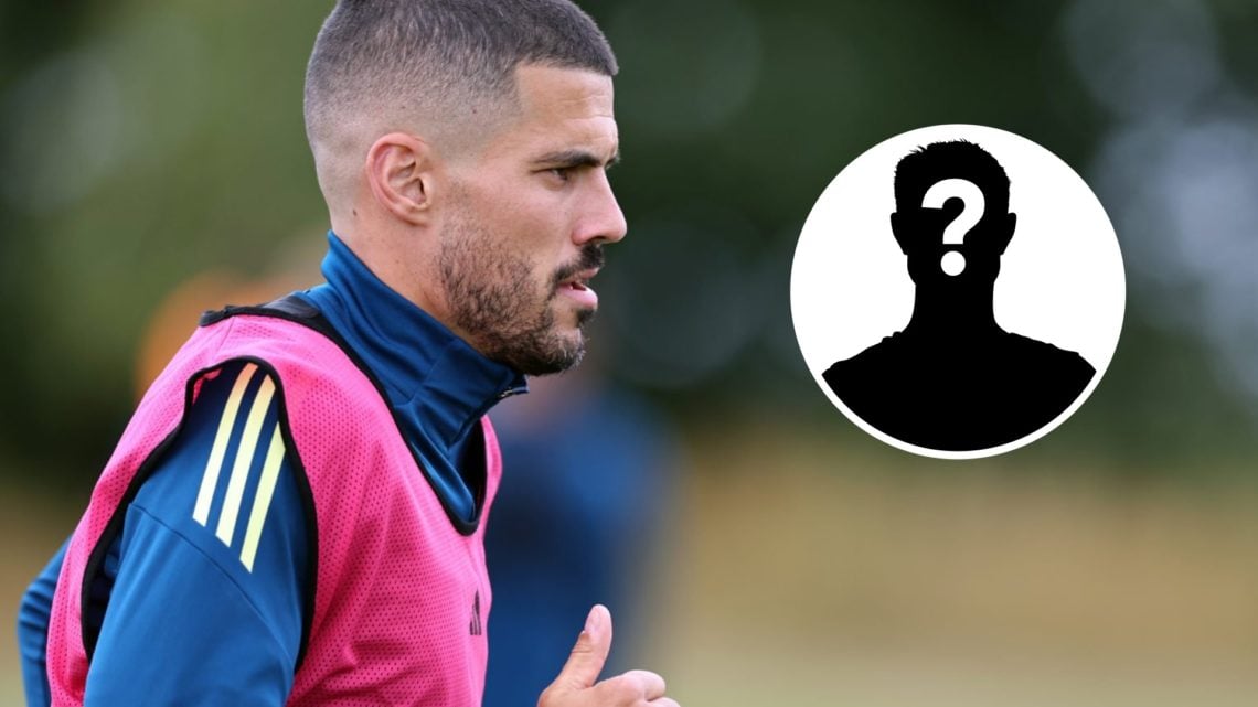Conor Coady in training for Leicester City. Inset, a mystery player icon.