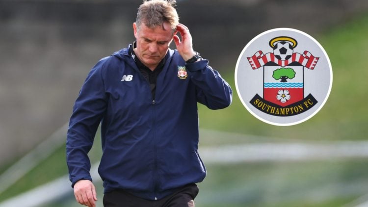 Phil Parkinson, the manager of Wrexham. The official club badge of Southampton FC.