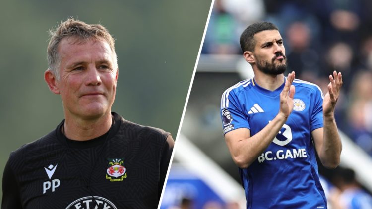 A split image of Wrexham boss Phil Parkinson (L) and Leicester City defender Conor Coady (R)