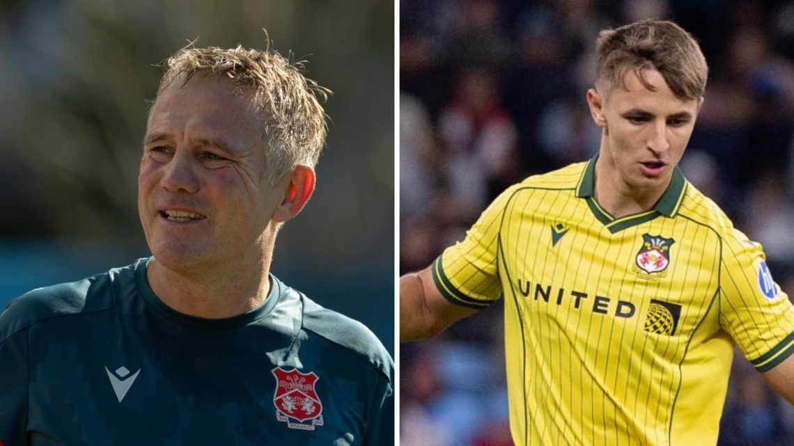 Split image of Wrexham manager Phil Parkinson (L) and Max Cleworth (R)