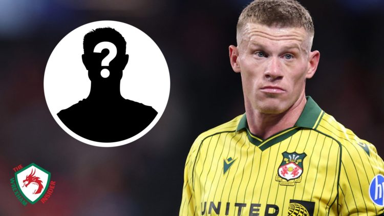 Wrexham captain James McClean during a pre-season game. Inset a picture of a mystery player.