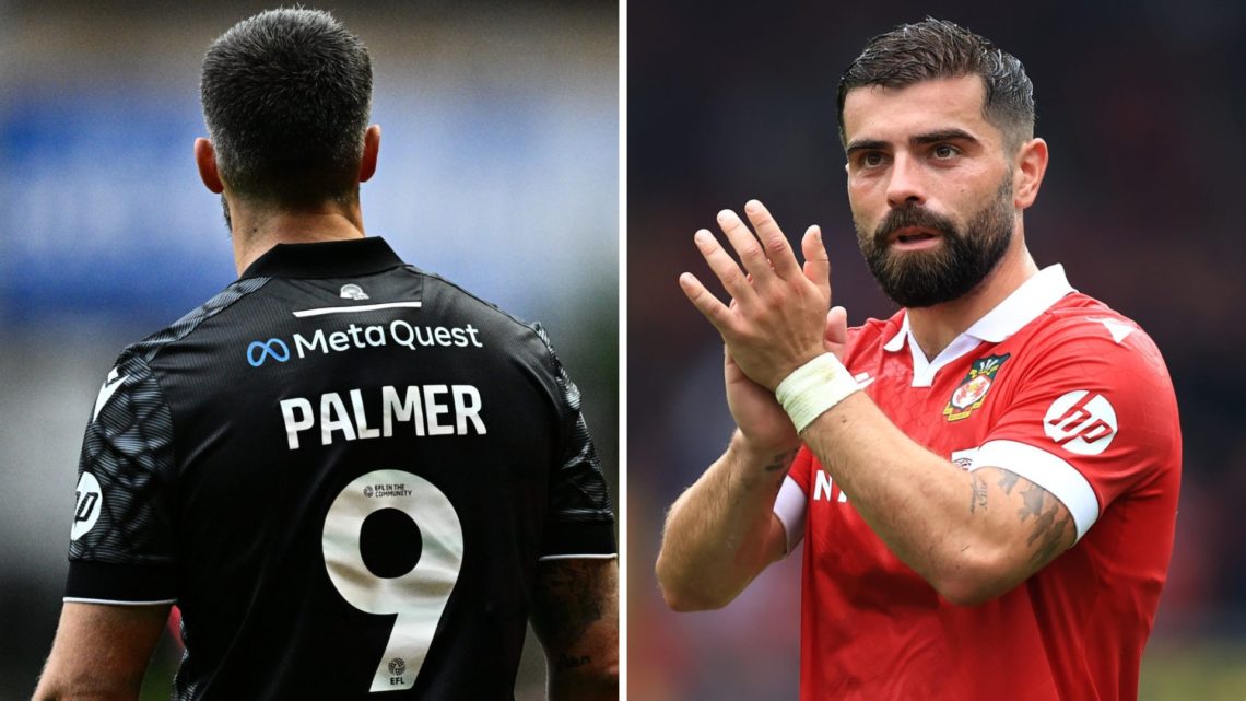 Ollie Palmer during Charlton Athletic FC v Wrexham AFC - Sky Bet League One. Elliot Lee applauds Wrexham fans against Shrewsbury Town