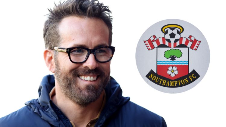 Wrexham co-owner Ryan Reynolds. Southampton badge spotted before Southampton v Arsenal - Premier League.