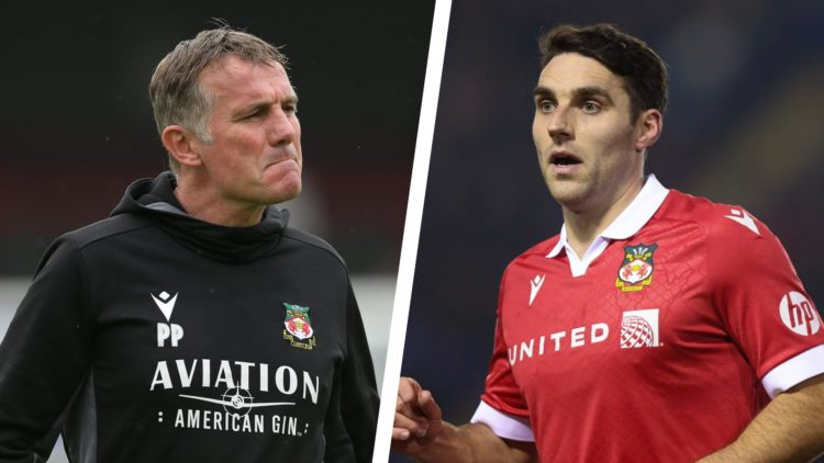 Split image of Wrexham manager Phil Parkinson during a game, and Wrexham midfielder Matty James in action.