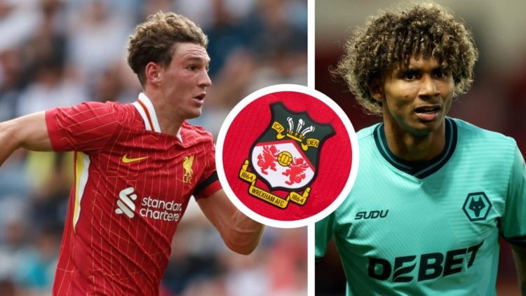 Split image of Liverpool's Lewis Koumas in action and Wolves player Pedro Lima during a Premier League game. Inset a picture of the official club b...
