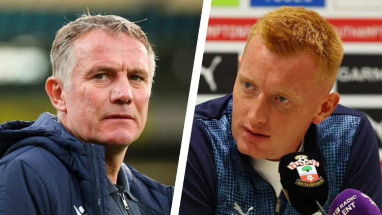 Split image of Wrexham manager Phil Parkinson during a game, and Southampton manager Will Still in a press conference.