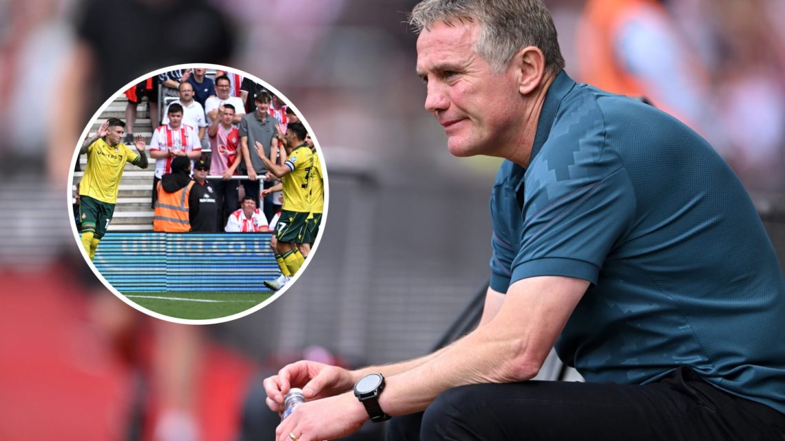 Phil Parkinson looks on prior to the Sky Bet Championship match between Southampton and Wrexham. Josh Windass of Wrexham celebrates scoring his tea...