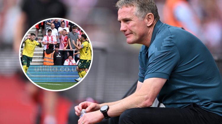 Phil Parkinson looks on prior to the Sky Bet Championship match between Southampton and Wrexham. Josh Windass of Wrexham celebrates scoring his tea...