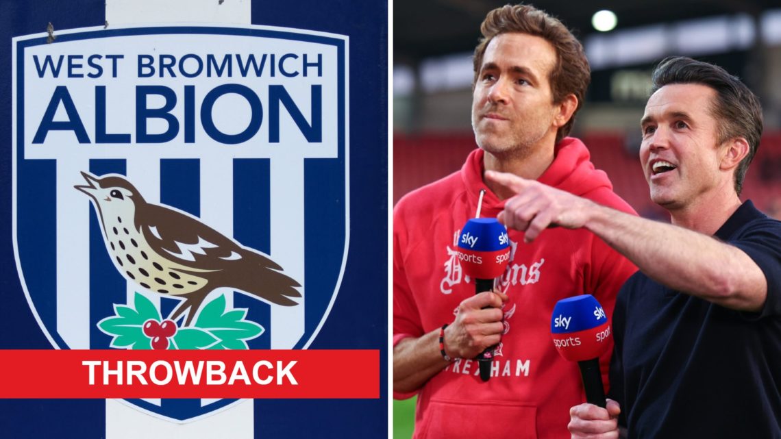 Ryan Reynolds and Rob McElhenney co owners of Wrexham. A general view of the West Bromwich Albion badge at The Hawthorns.
