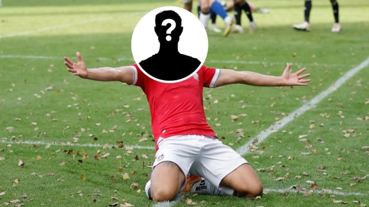 Former Wrexham player Jordan Davies with a mystery graphic over his face.