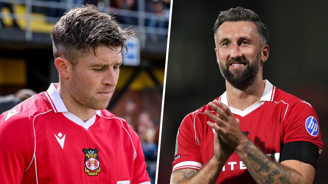 Split image of Wrexham stars Josh Windass (L) and Ollie Palmer (R)