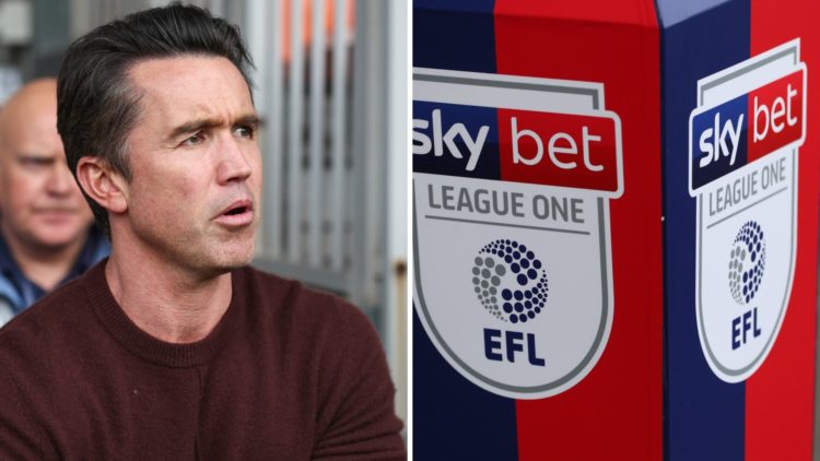 Rob Mac watches Blackpool vs Wrexham AFC - Sky Bet League One. Detailed view of the SkyBet League One logo during the Sky Bet League One match betw...
