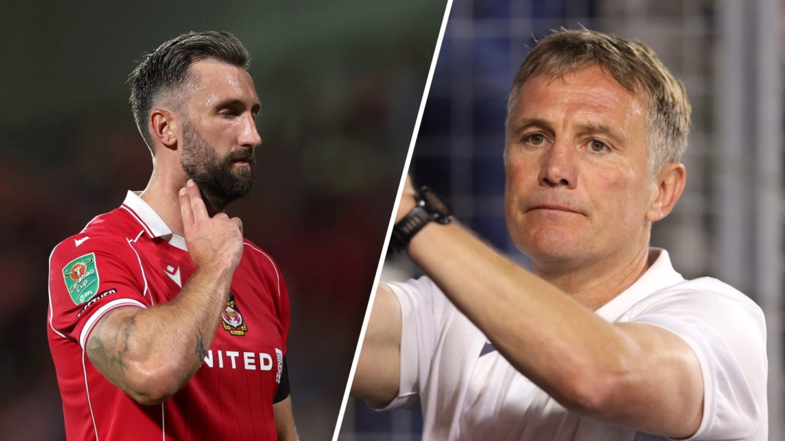 A split image of Wrexham striker Ollie Palmer (L) and Wrexham boss Phil Parkinson (R)