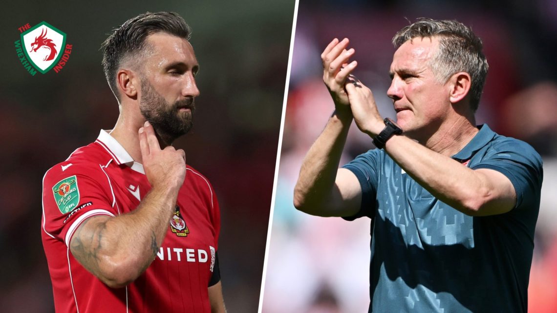 Split image of Wrexham player Ollie Palmer (L) and manager Phil Parkinson (R)